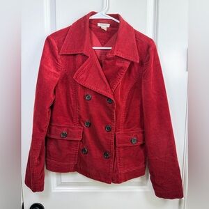 Harold's Vibrant Red Corduroy Pea Coat